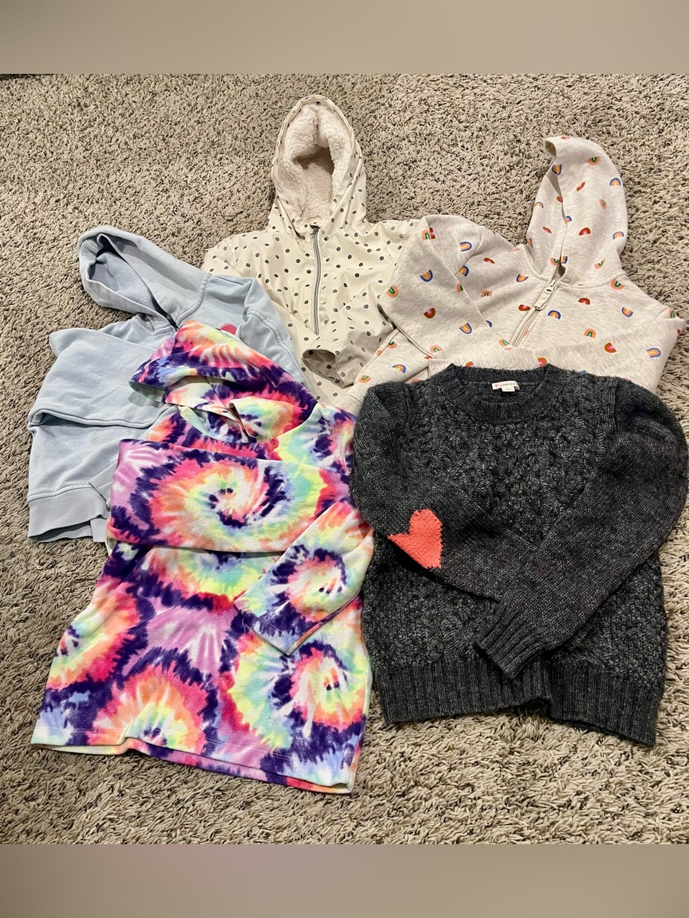 Girls' Size 8 Fall/Winter Bundle Coat/Hoodies/Sweater 5 pieces